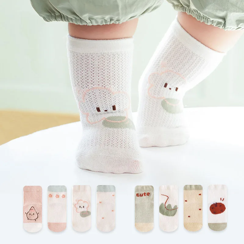 

4Pairs/Lot 0-8Y Baby Socks Summer Newborn Cute Socks Infant Boys Girls Cotton Thin Mesh Toddler Kids Cartoon Sock Baby Clothes