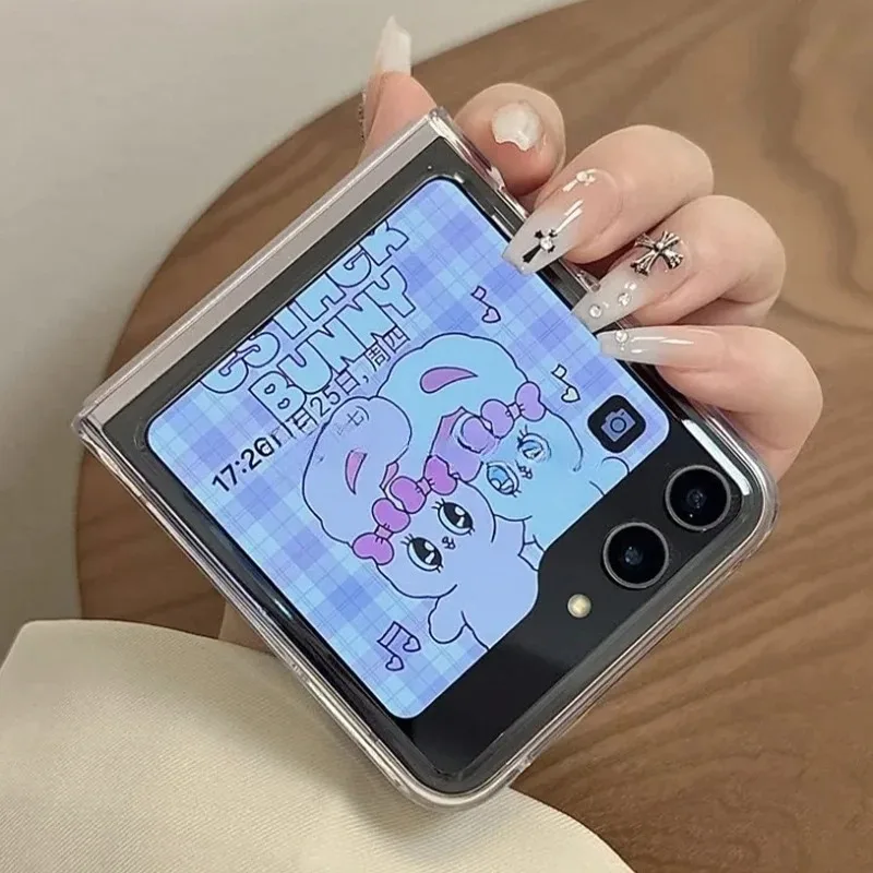 Чехол для Samsung Z Flip6 прозрачный роскошный защитный чехол ПК тонкие чехлы Galaxy Flip5 Flip4