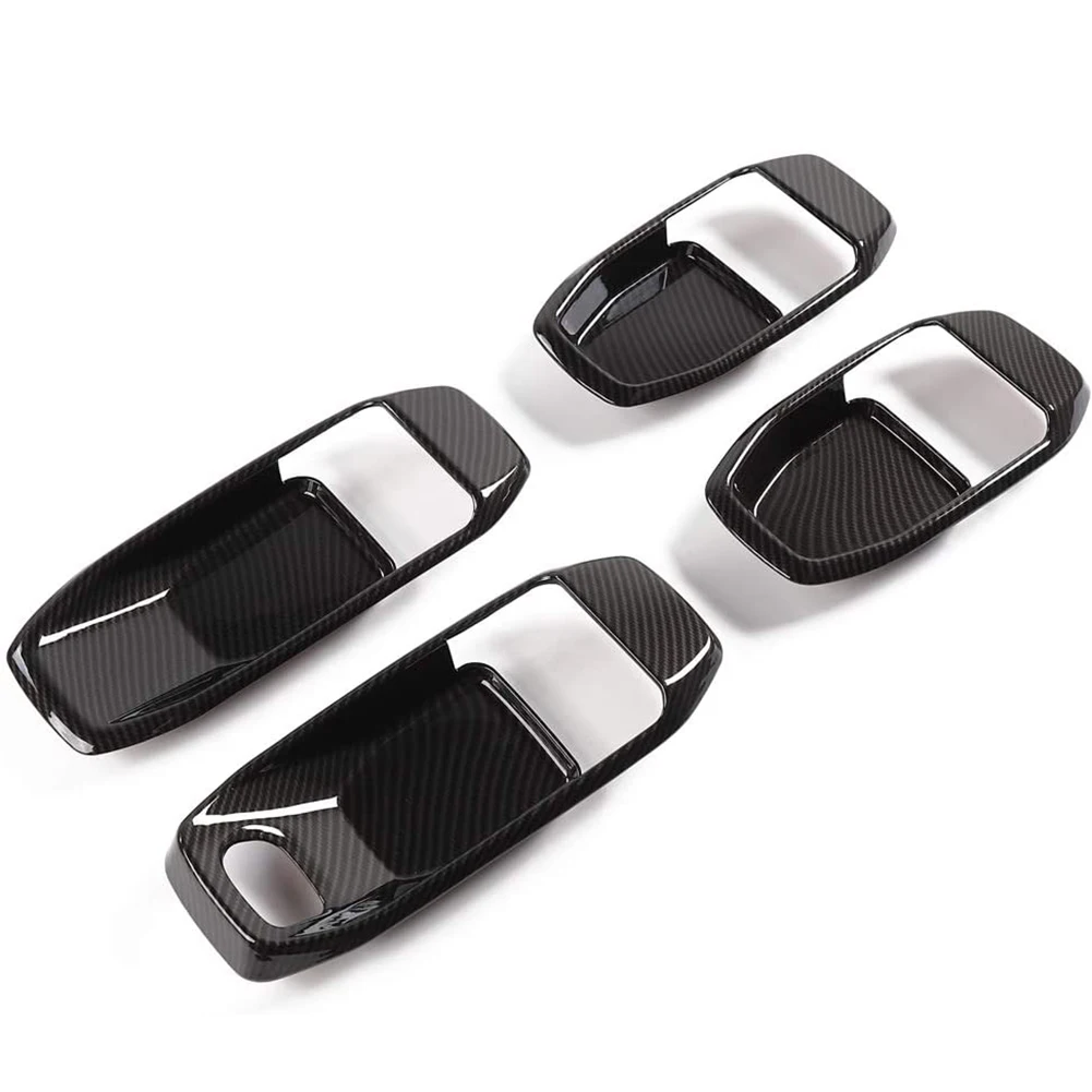 

Carbon Fiber Pattern Car Interior Door Handle Bowl Cover Trim Frame Sticker For Left Hand Drive 2018-2021 Jeep Wrangler JL JLU