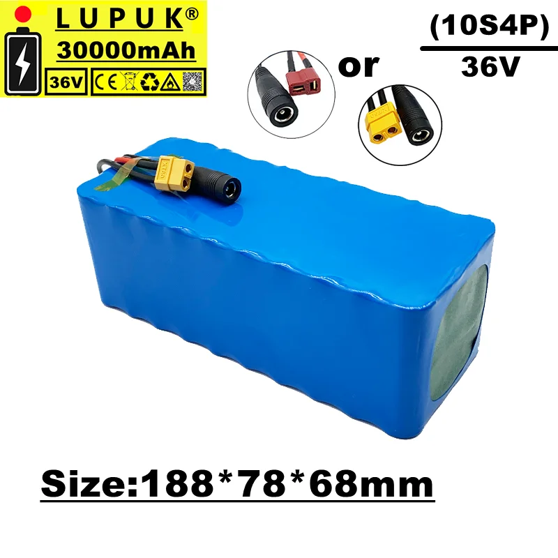 

36V battery pack, 1000 watts, 10s4p, 30000mah, built-in BMS, XT60 plug or T plug, suitable for electric bicycles, scooters, etc
