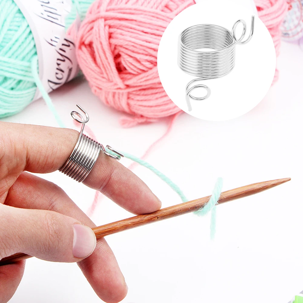 

Portable Wear Knitting Tools Ring Crochet Loop Tool DIY Ring Knitting Finger Wear Thimble Adjustable Open Tools Sewing Accessory