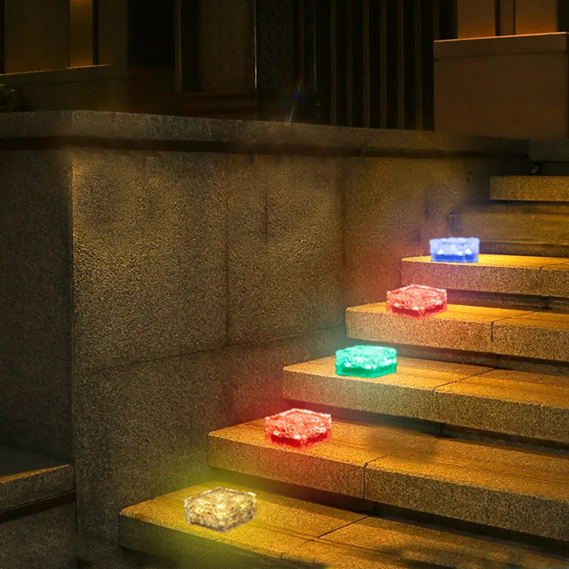 

Solar LED Ice Brick Lamp Imitation Glass Outdoor Courtyard Tile Lamp Garden Landscape Decoration Buried Lamp Camping Lamp