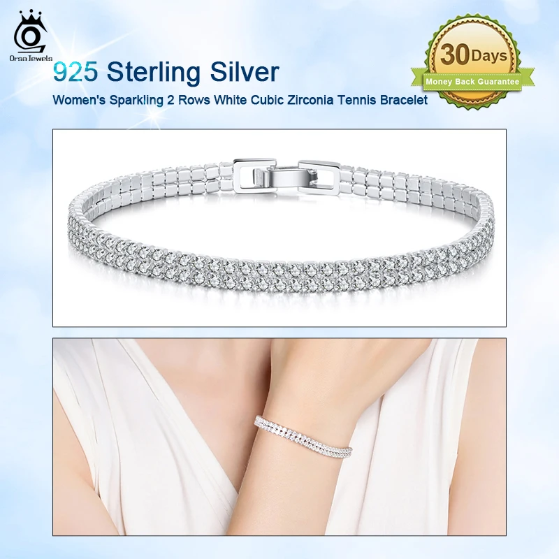 ORSA JEWELS роскошный 14 К золотой 4 мм теннисный браслет для женщин серебро 925 пробы 2