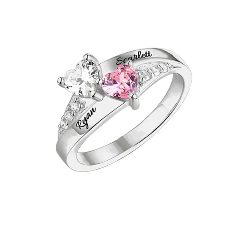 

Personalized Custom Names Birthstones Rings for Women Micro-set Zircon Lettering Brass Ring Family Jewelry Couples Sisters Gifts