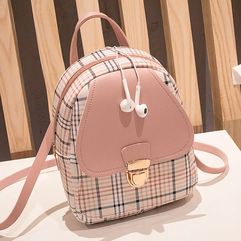 Мини-рюкзак для женщин из искусственной кожи клетчатые сумки через плечо девочек