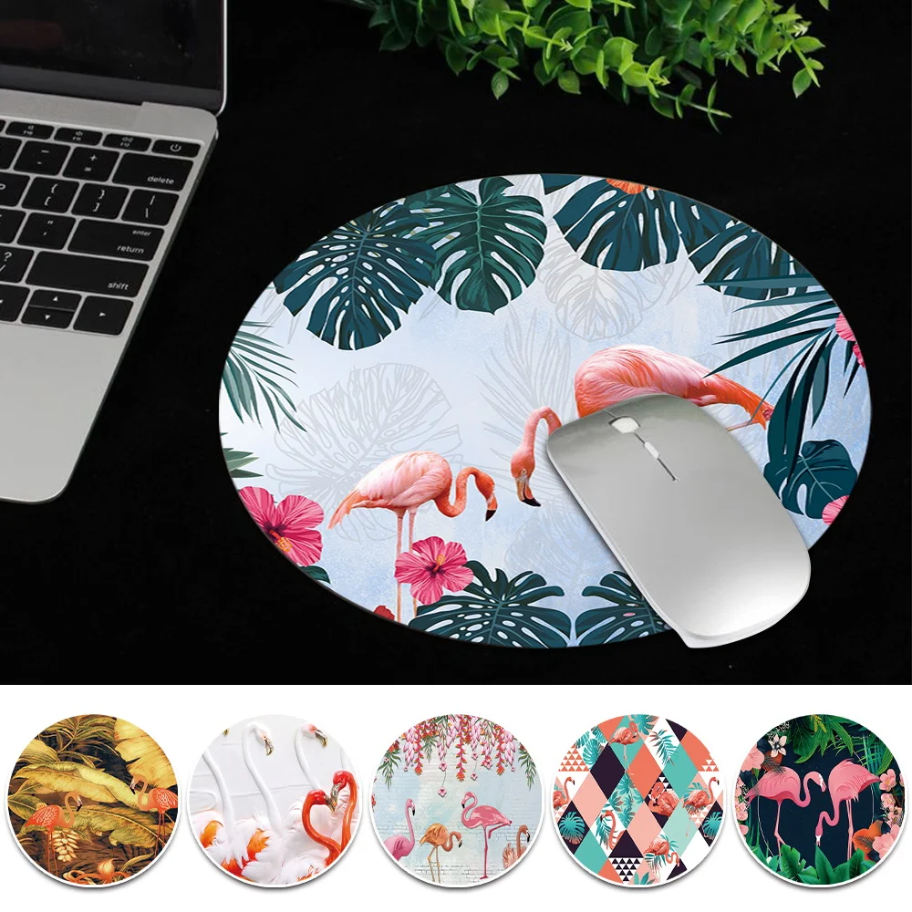 

2023 New Mouse Pad Waterproof MousePad Flamingo Series Laptop Gaming Desk Mat for Notebook Round Mice Cushion Office Supplies