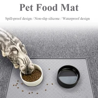 Pet Placemat Cat Dog Food Mat Dog Cats Bowl Feeding Mat Pet Feeding Bowl Pad Prevent Food and Water Overflow Silicone Waterproof
