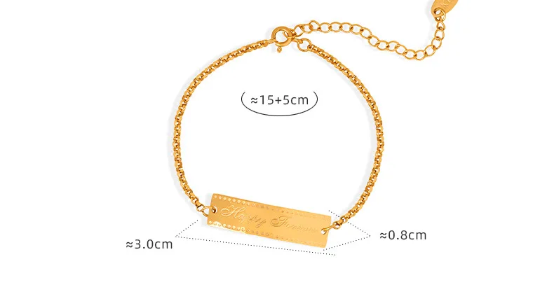 Браслет-цепочка из нержавеющей стали с гравировкой Навсегда Счастливый золотой