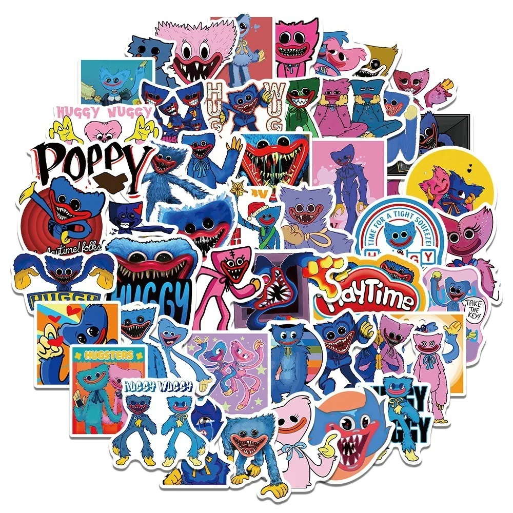 

10/30/50PCS Cartoon Huggy Wuggy Poppy Playtime Anime Game Stickers For Motorcycle Skate Bike Laptop Mobile Desk Room Escape Game