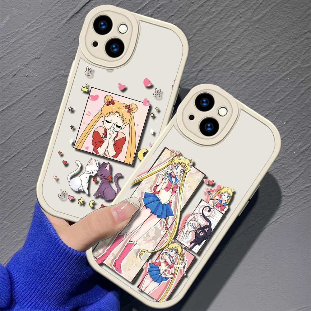 Мягкий силиконовый чехол в стиле аниме Сейлор Мун для iPhone 15 Plus 14 13 12 11 X XS XR Pro Max Mini 8