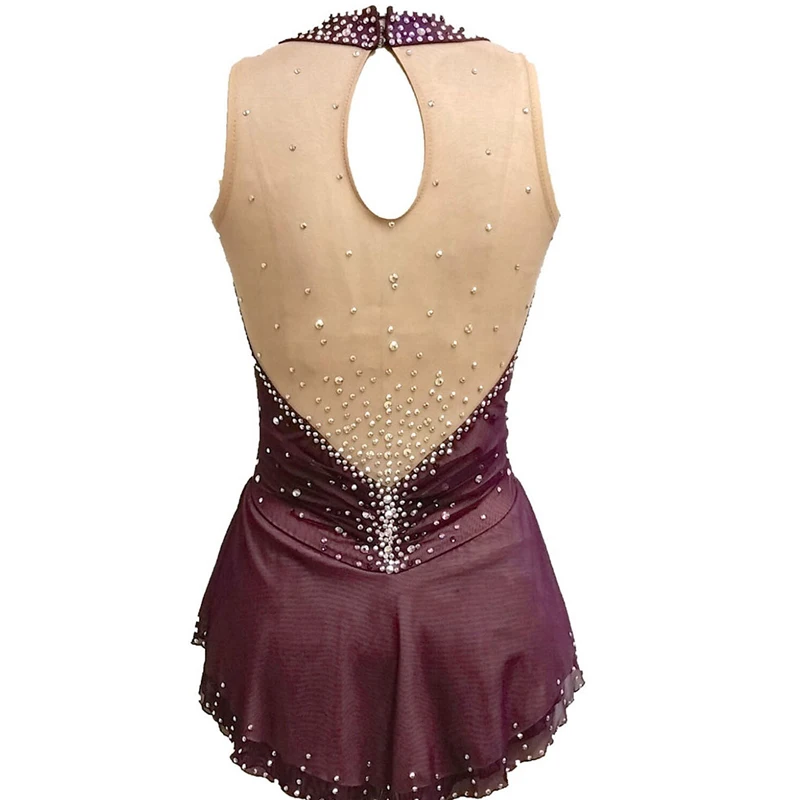 Блестящее платье для фигурного катания кофейное черное на коньках танцевальная