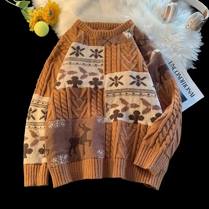 

2022 Рождественский кофейный свитер, мужской крутой свитер, зимний теплый Графический свитер, Мужская одежда, праздничный Топ, Горячие Зимние Свитера с круглым вырезом