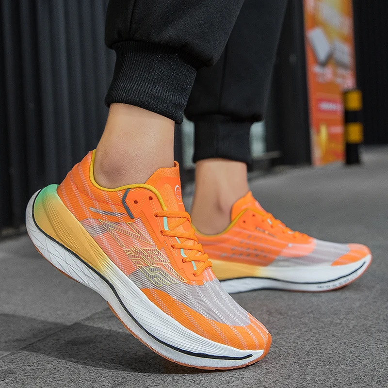 running shoes Carbon plate racing professional marathon running shoes Breathable shock absorption sports shoes Men's shoes 45