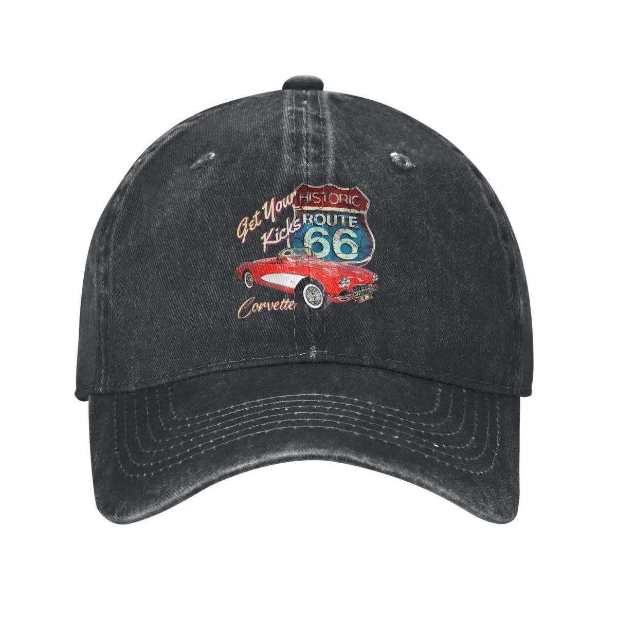 Бейсболка Corvette Route 66 для мужчин и женщин Классическая хлопковая кепка от солнца