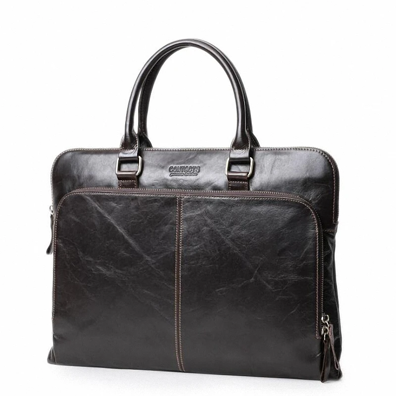 

Cowhide Leather Men‘s Briefcase Slim Men Laptop Male Messenger Bag Men's Shoulder Bags Briefcases For Documents Bag