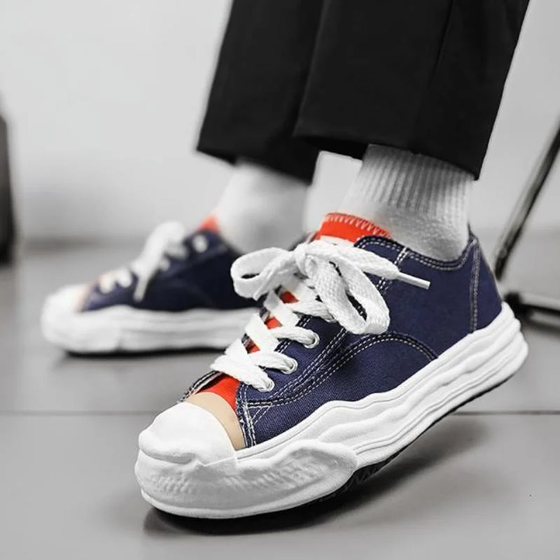 

2021 Style Casual Men Shell Shoes Retro Blue Man Canvas Sneakers Platform Shoes Vulcanized Men Espadrilles Zapatillas Lona