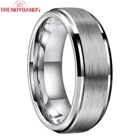 6mm 8mm tungsten carbide wedding band trendy fashion jewelry engagement ring for men women stepped edges comfort fit