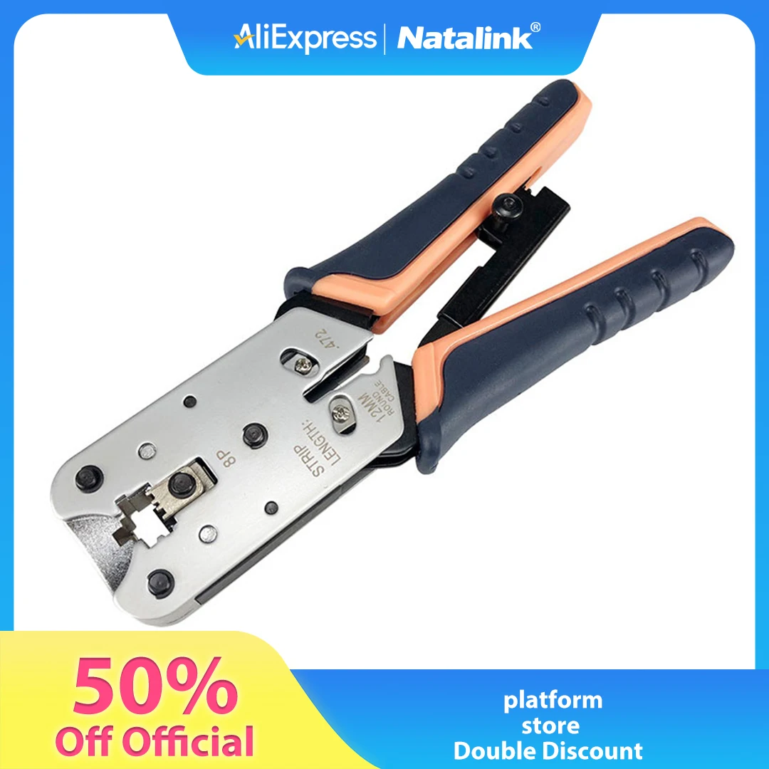 Фото Обжимной инструмент Natalink RJ45 для LAN-кабеля Ethernet, резак, стриппер и плоскогубцы 8P8C, набор сетевых инструментов RJ45 для резки проводов №1