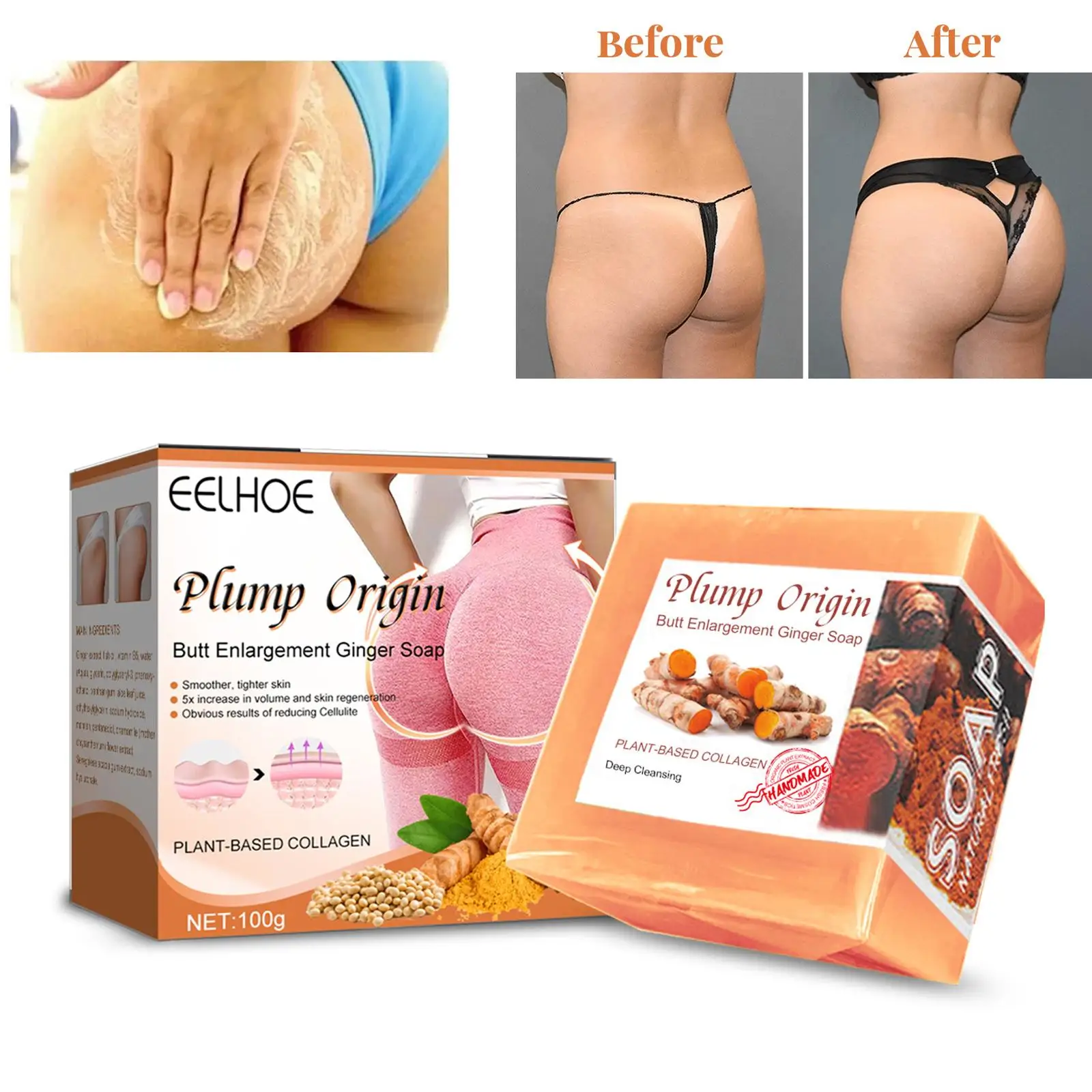

Butt Enlargement Ginger Soap Deep Clean Moisturizing for All Skin Types Relieve Stress Lymphatic Detox Hip Lifting Soap