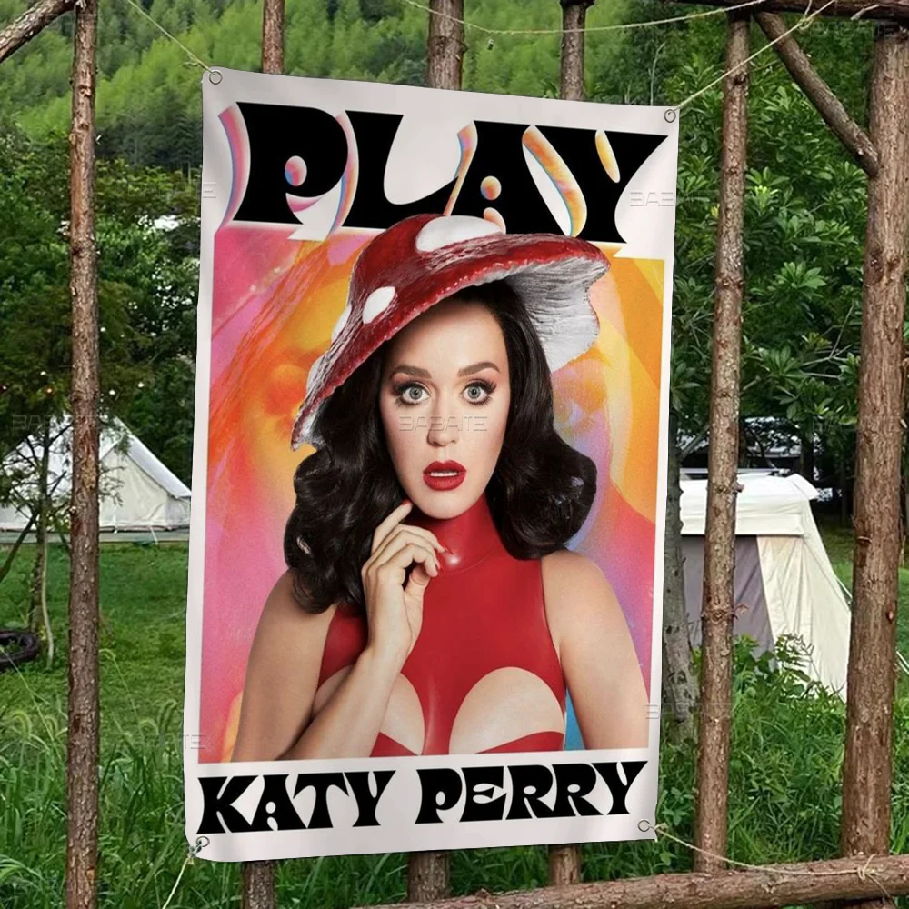 K-Katy Hot Singer P-Perry Banner Художественная печать Японский настенный флаг Аниме Настенный
