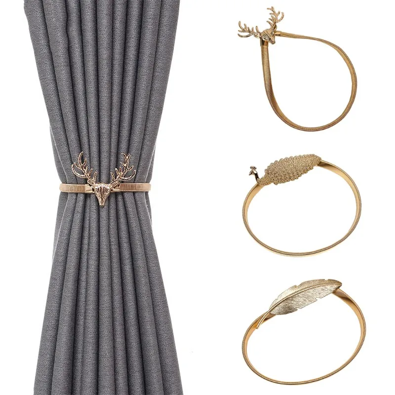 

1Pc Elk Feather Elastically Stretchable Curtain Clip Curtains Holders Tieback Buckle For for Living Room Bedroom Home Decoration