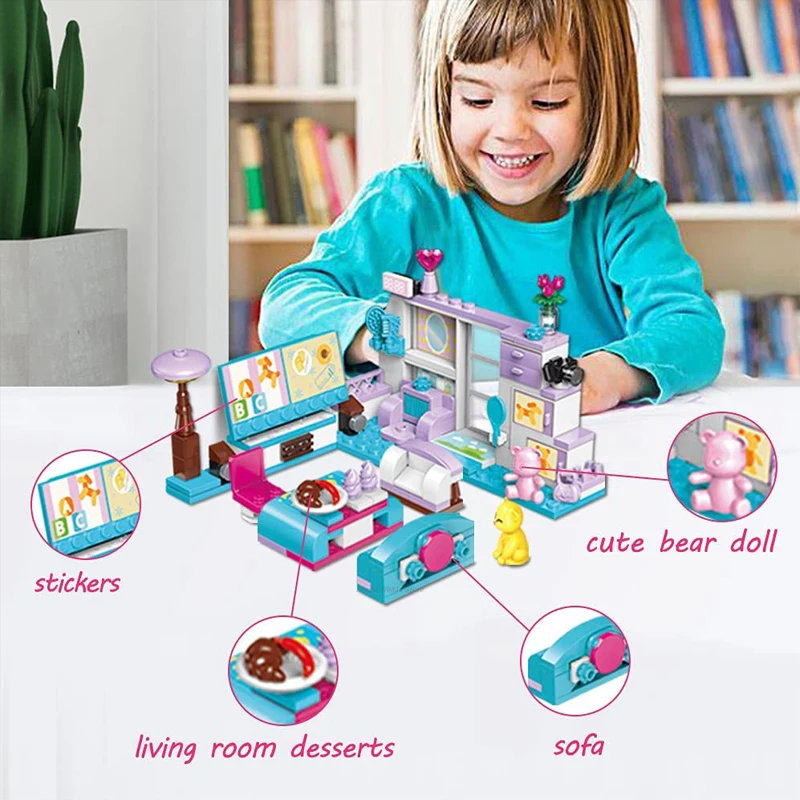 3in1 City Friends Girls House Bedroom Kitchen Model Building Blocks Creative Educational Toys For Girls Kids Christmas Gift