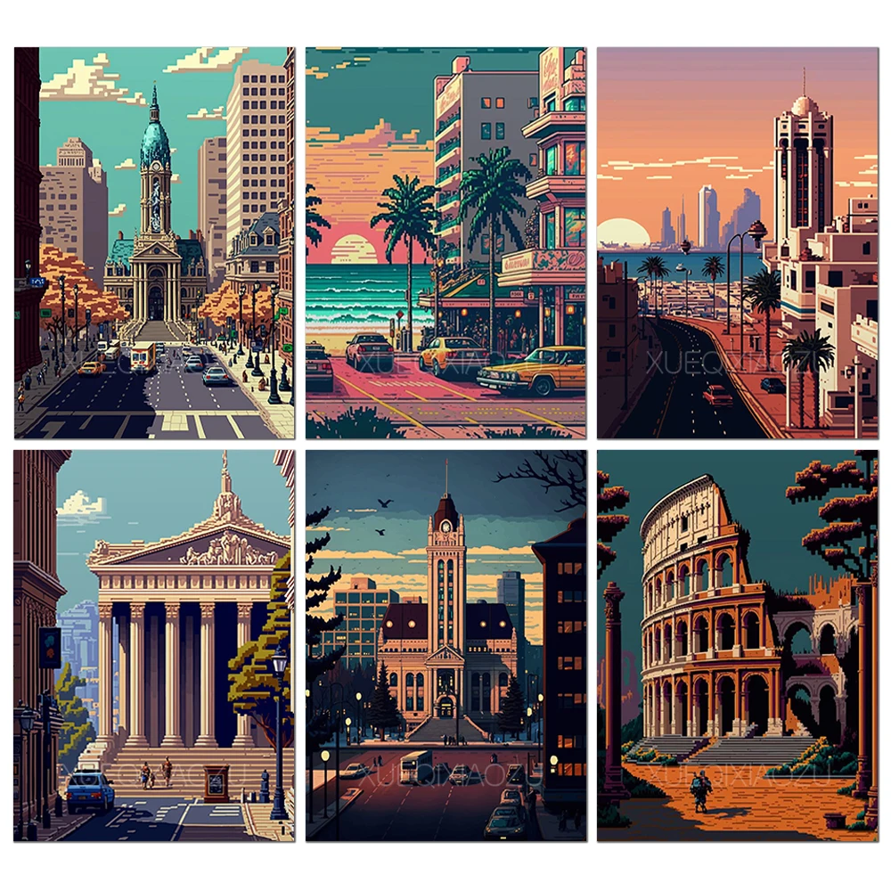 Набор для вышивки крестиком 5d сделай сам картина с изображением городской