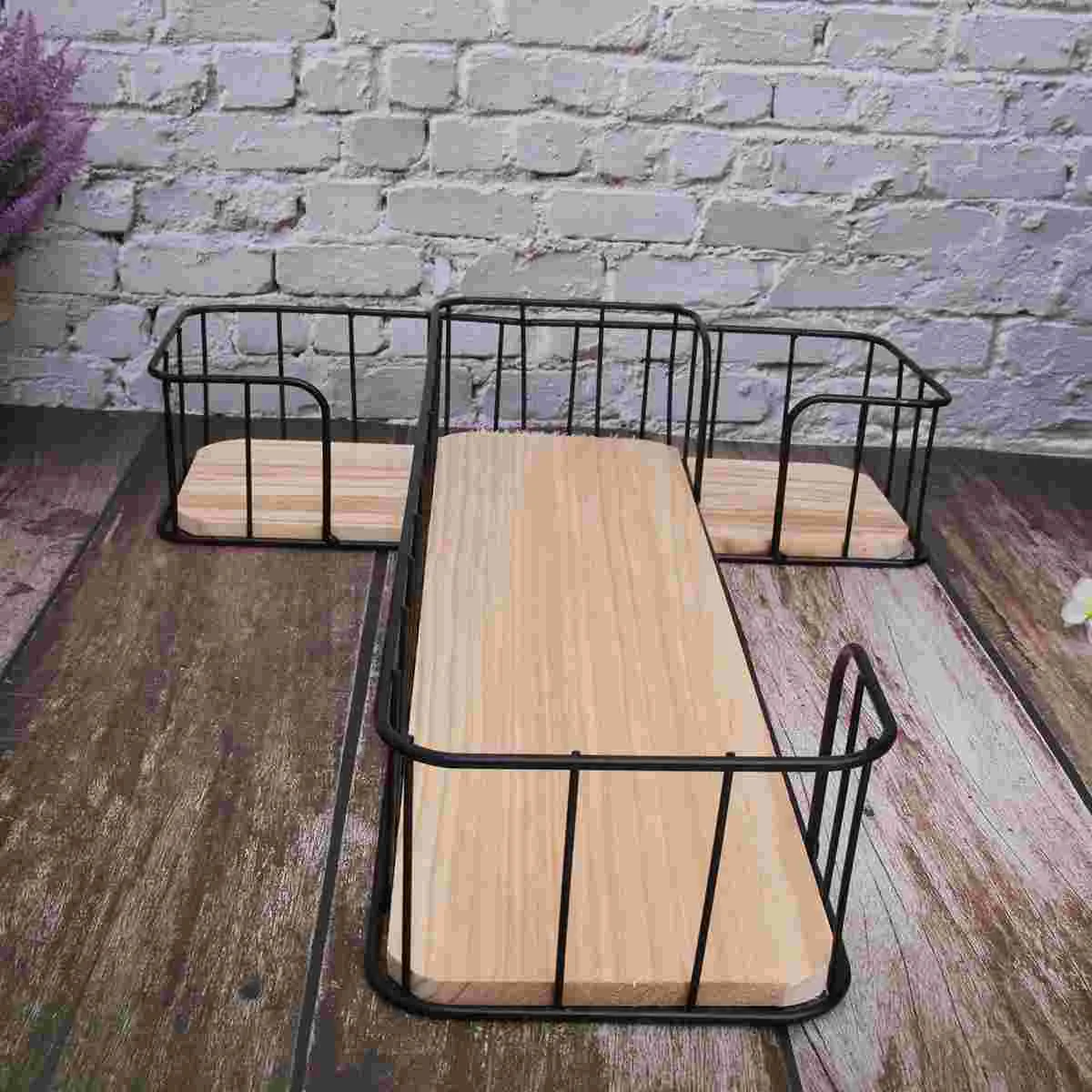 

2pcs Drilling Iron Art Storage Shelf Wall Storage Basket Organizer Rack for Home Kitchen Bathroom Living Room (Black, Small