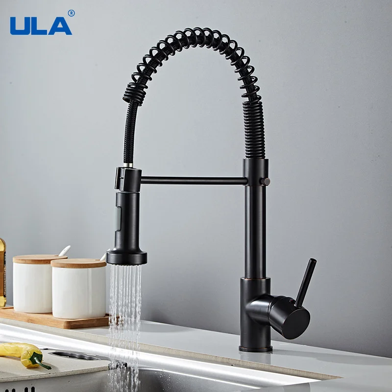 

Pull Out Kitchen Faucet Brass Sink Faucet Stream Deck Hot Cold Water Mixer Faucets 360° Rotate Kitchen Tap Nozzle Black Torneira