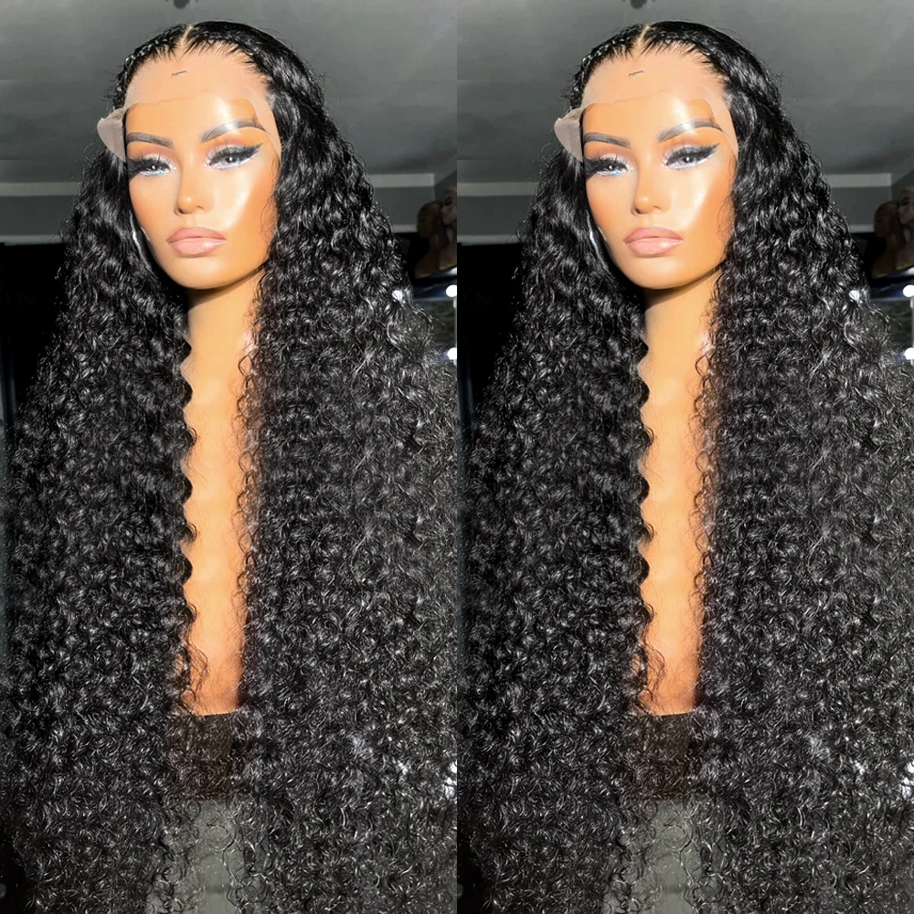 CEXXY 13x6 250 Density Deep Wave 30 40 Inch 13x4 Lace Front Human Hair Wig Brazilian HD Transparent Frontal Glueless Curly Wig