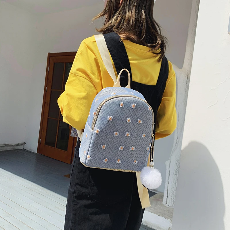 Daisy Women's Backpack 2022 Trend Mini Weave Bagpack Female School Bags for Teenage Girls Korean Fashion Travel Shoulders Bags