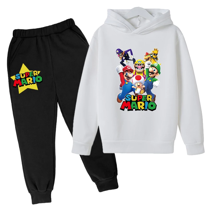 

Baby boys Girl Clothing Sets 4-14 Years Birthday Suit Boys Tracksuits Mario Bros Suits Super Mario Hoodies Tops +Pants 2pcs Set