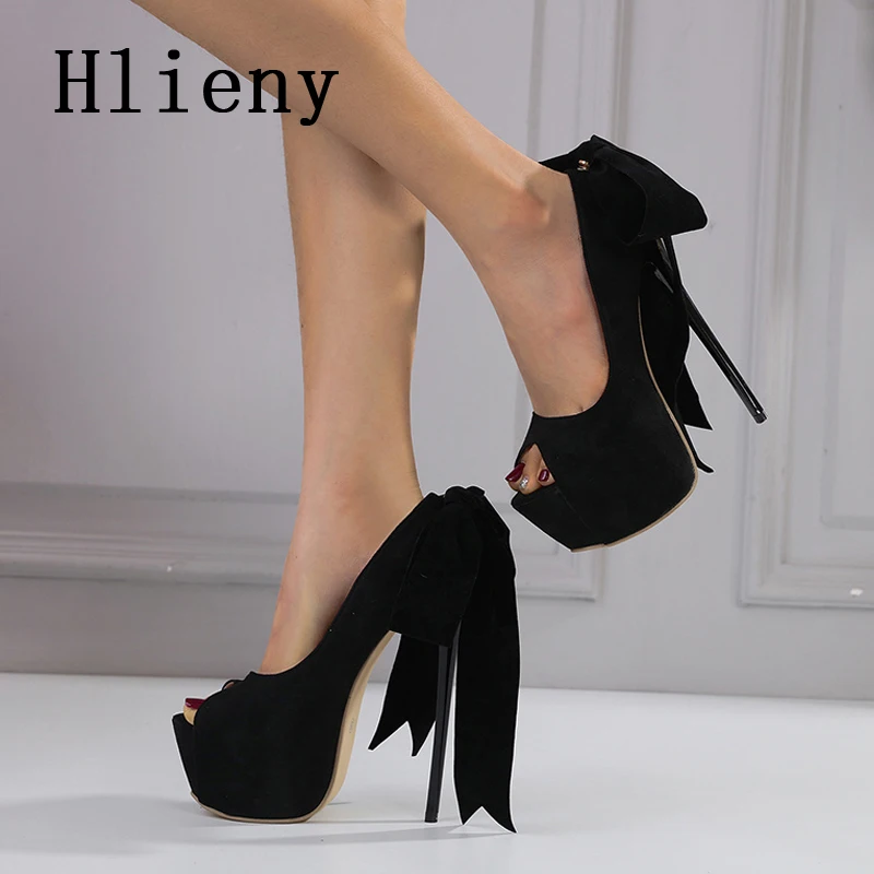 

Hlieny 2023 New Sexy Peep Toe Platform Women Pumps Femme Party High Heels Stripper Club Bride Wedding Shoes Black Size 35-42