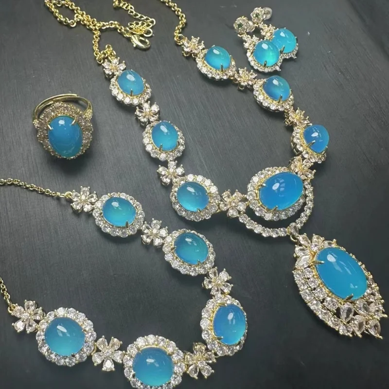 Костюм-подвеска ожерелье серьги кольцо браслет роскошный инкрустированный