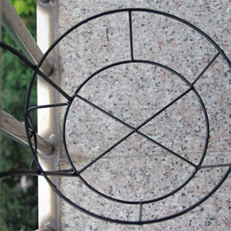 Balcony Flower Stand European Style Wrought Iron Railing Potted Plant Hanging Window Sill Wall Mount(Black)