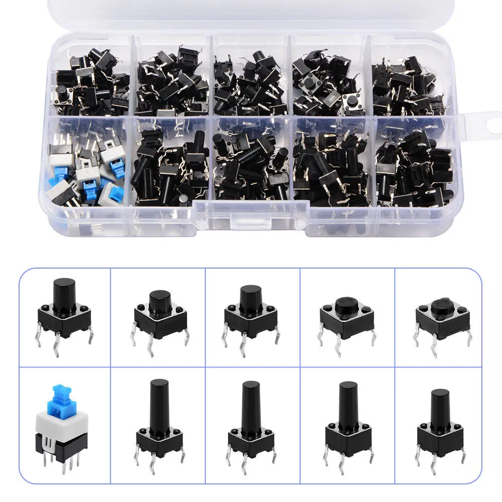 

180PCS Tact Switch Tactile Push Button Switch Kit 4Pin Micro Switch Used In Electronic Products Household Appliances