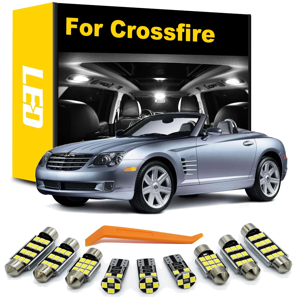 

9 шт. Canbus автомобильное светодиодное Внутреннее освещение для Chrysler Crossfire 2003 2004 2005 2006 2007 2008 багажник Комплект ламп для чтения