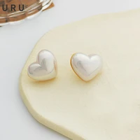 fashion jewelry heart earrings s925 needle popular style sweet korean temperament white love stud earrings for girl party gift