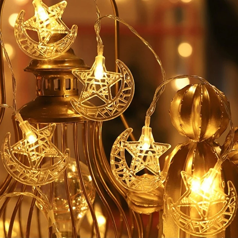 

3M 20led Eid Mubarak Star Moon Led String Lights Ramadan Kareem Decoration for Home 2023 Islamic Muslim Festival Party Supplies