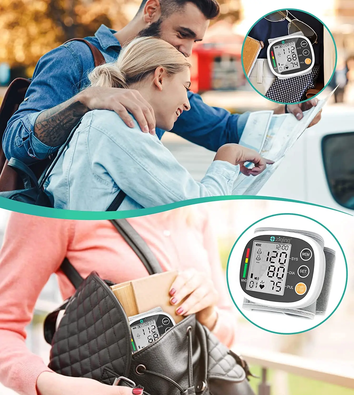 Цифровой наручный монитор артериального давления сфигмоманометр тонометр