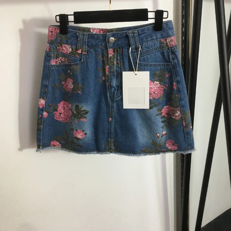 

2023 High quality floral printed denim short skirt safety pants lining shorts for women booty shorts