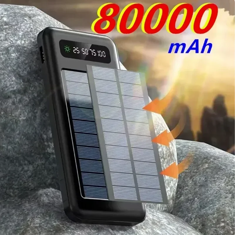 80000 мАч QI Солнечное беспроводное быстрое зарядное устройство Power Bank Открытый