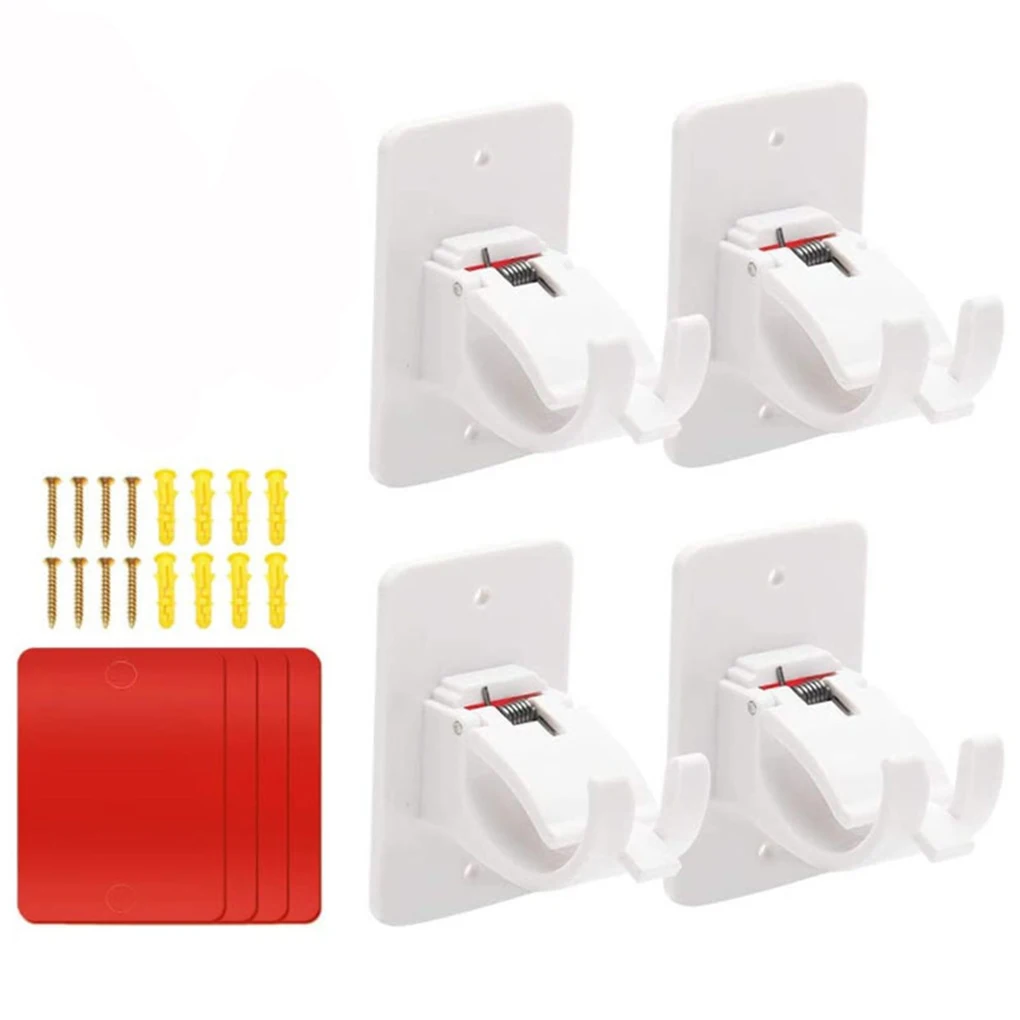 

4X Rod Bracket Wall Holder Hanging Clasp Handy Installation Household Accessories Space Saving Curtain Hook Home Supplies