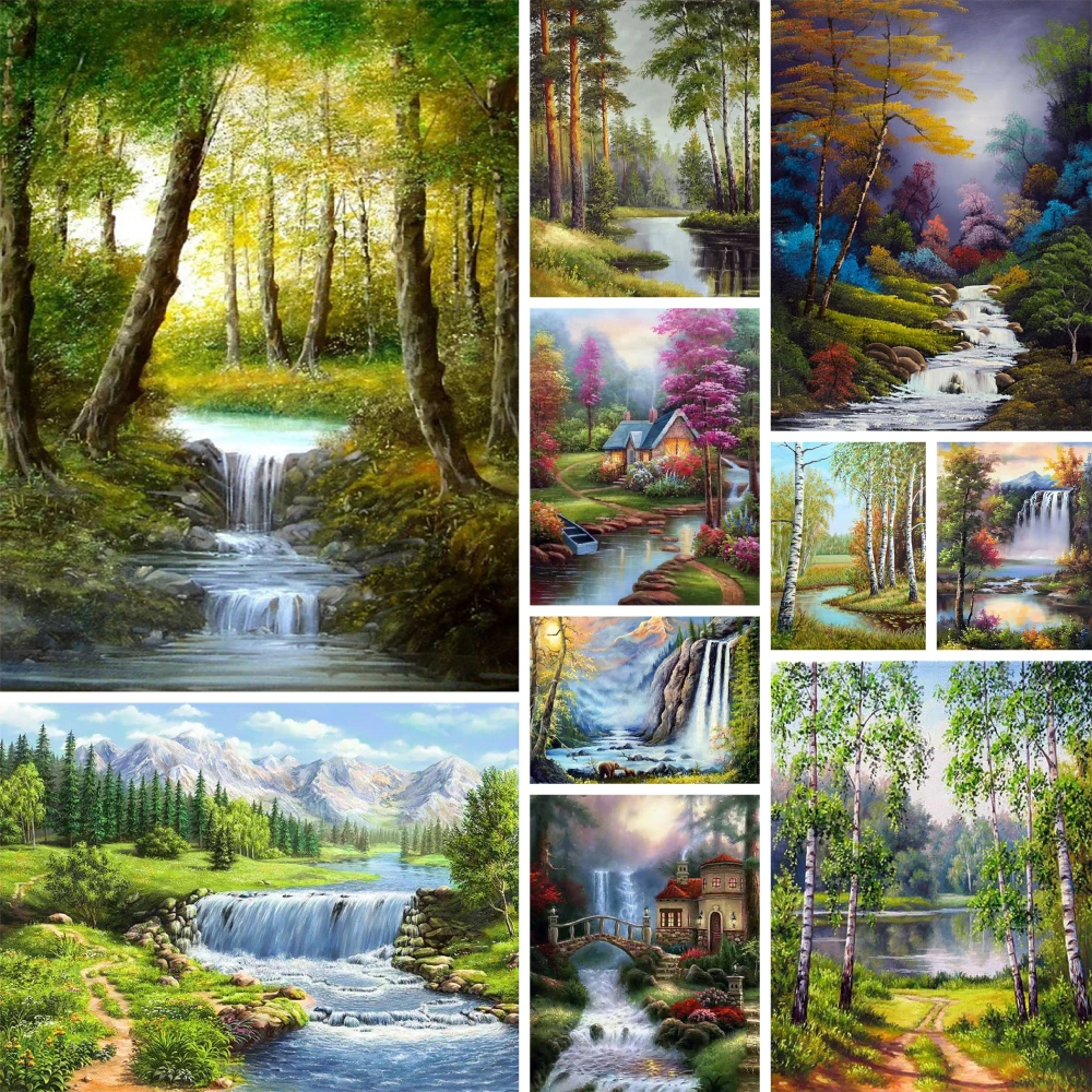

Пейзаж, маленький водопад, алмазная живопись, Настенная картина, картина, Набор для вышивки крестиком, рукоделие, мама, дети, оптовая продажа