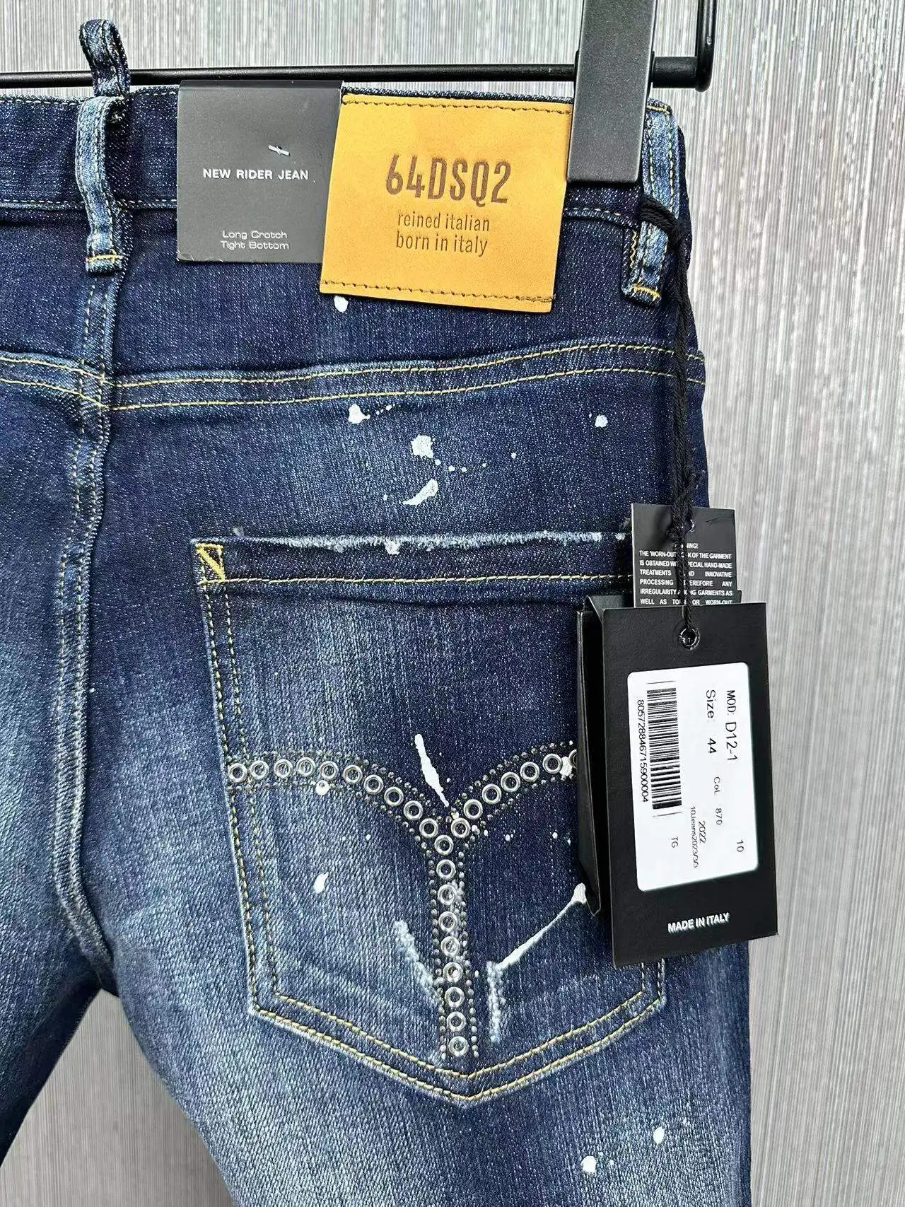 2023 new D2 jeans fashion slim stereo cut splash-ink old jeans shorts capris