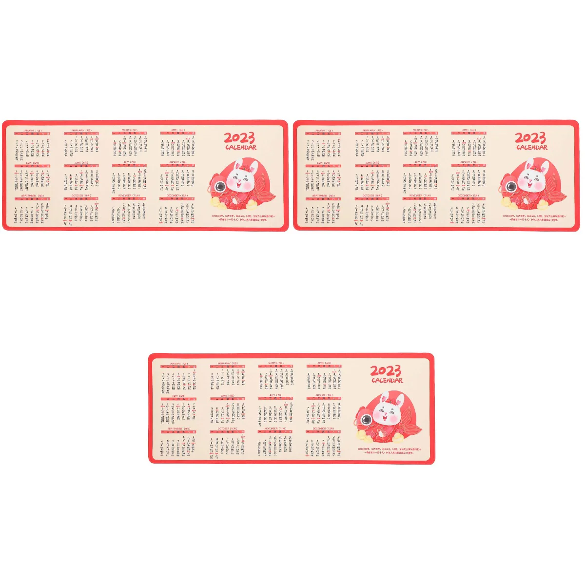 

3pcs Calendar Mouse Pad 2023 Desk Mouse Pad Anti-skid Rubber Mouse Mat Accessory