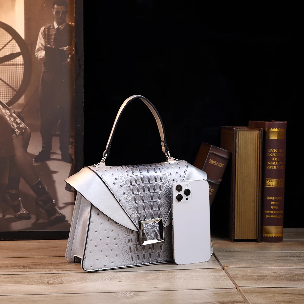 Женская сумочка в стиле ретро с крокодиловым узором элегантная и модная женская