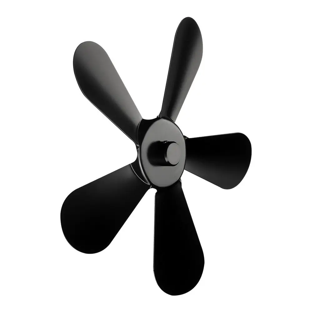 

5 Blades Fan Replacement Black Fire Heat Log Burner for Heat Powered Wood Stove Fan Fireplace Fan