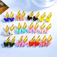 3 pairs of animal colorful butterfly earrings 2022 stylish pink for wedding pendant hoop earrings diy handmade accessories