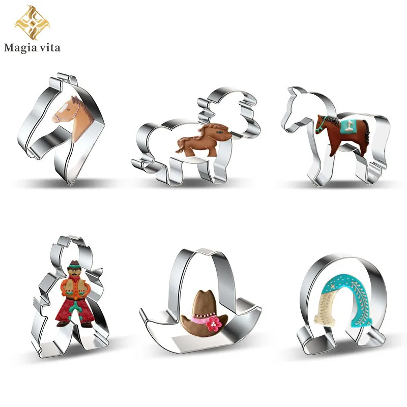 

304 Stainless Steel Biscuit Cookie Cutter Cartoon Horse Embosser Mold For Cake Tool Pastry And Bakery Baking kitchen Accessories
